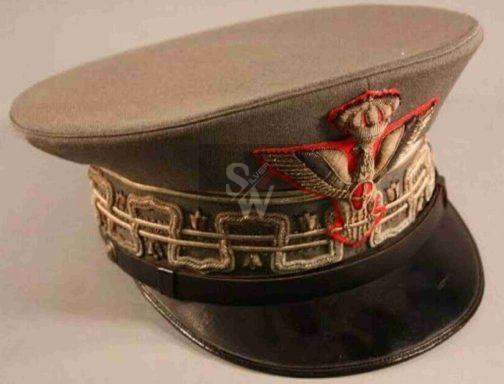 WW2 ITALIAN FASCIST GENERALS PEAKED CAP, SUMMER TYPE WITH WHITE TOP