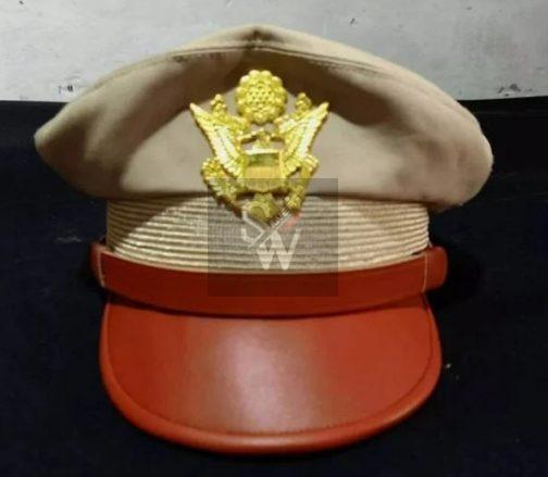 Ww2 us Army Officer Repo Peaked Cap Crusher And Badge
