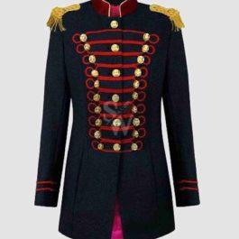 Ladies Black and Red Gothic Wool Braid Jacket, Ladies Fashion Hussar Jacket,Accessories