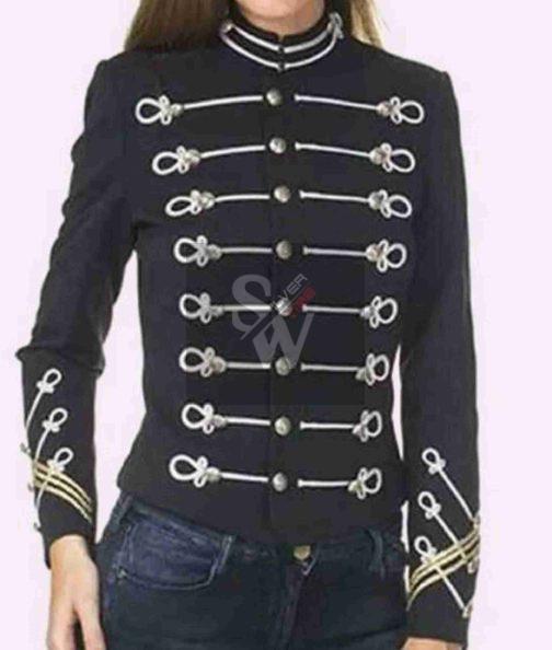 New Black Ladies Military Jacket Made to Measure Blazer ,Ladies Fashion Hussar Jacket