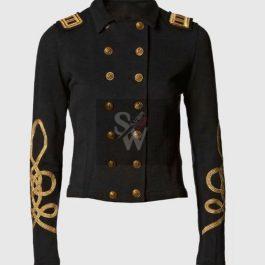 Black Ladies Hussar Braid Jacket,Ladies Fashion Military Coat,Accessories