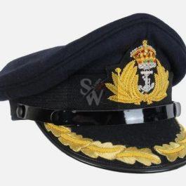 WW2 British Royal Navy Visor Cap (With Oakleaves) – Repro Peak Hat Blue Naval