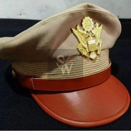 Ww2 us Army Officer Repo Peaked Cap Crusher And Badge