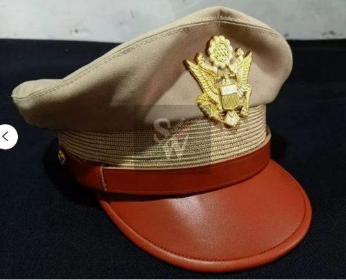 Ww2 us Army Officer Repo Peaked Cap Crusher And Badge - Image 2