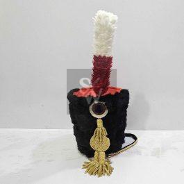 British 11th Hussars Busby with red and white hackel