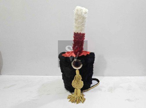 British 11th Hussars Busby with red and white hackel