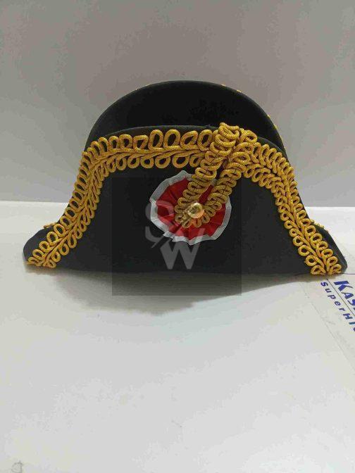 Napoleon Bicorne with Gold Trim - American Cocked Hat - Red White Blue Cockade