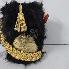 Napoleonic Shako Helmet original  bearskin(Golden coard with black plume)