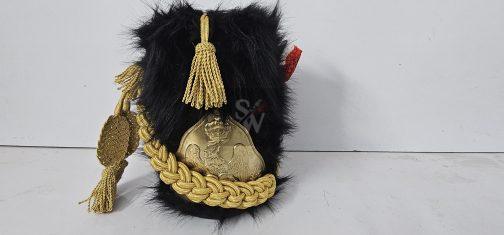 Napoleonic Shako Helmet original  bearskin(Golden coard with black plume)