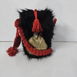 Napoleonic Shako Helmet original  bearskin(RED coard with black plume)