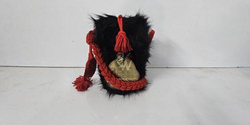 Napoleonic Shako Helmet original  bearskin(RED coard with black plume)