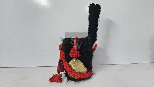 Napoleonic Shako Helmet original  bearskin(RED coard with black plume) - Image 5